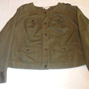 Liz Claiborne Canvas Olive Green Short  Army Jacket